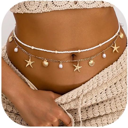 Body Jewelry By The Chain Gang - Starfish Waist Chain Women Adjustable Layered