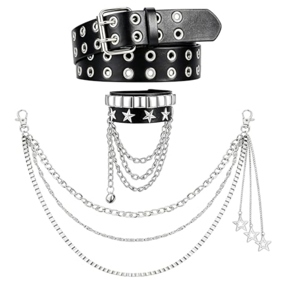 Body Jewelry Goth - Studded Belt Set for Men Women,