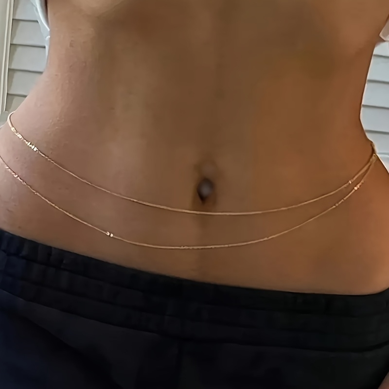 Body Jewelry Usa - 1Double-layer gold metal waist chain belt