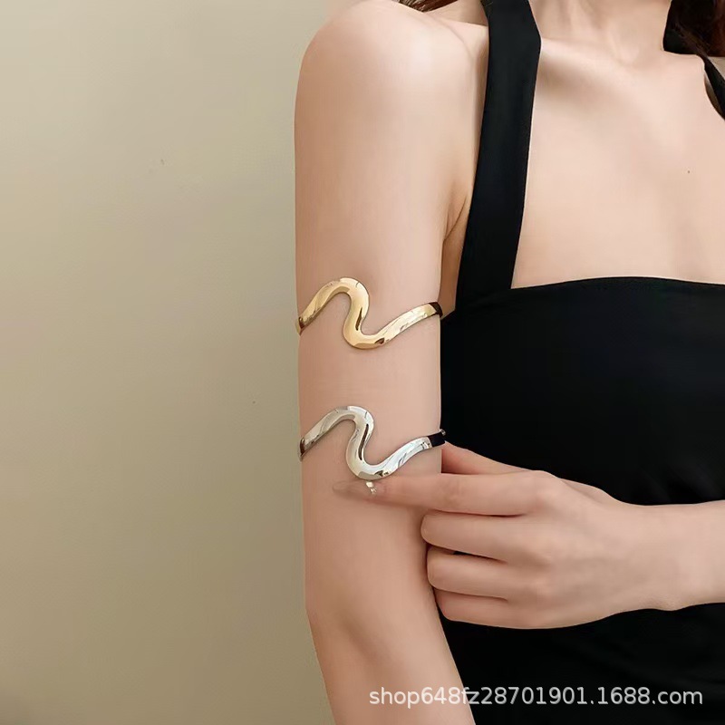 Body Jewelry Rings - Metal wave shape bracelet arm ring,