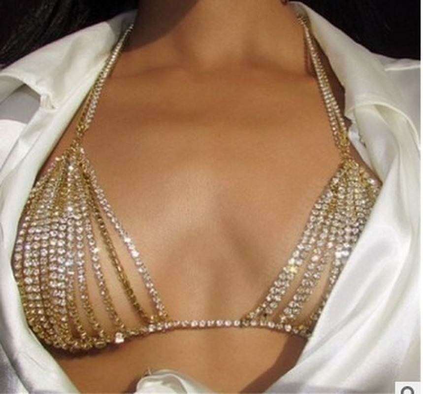 Body Jewelry Necklace - Summer Sexy Shiny Crystal Rhinestone Bra