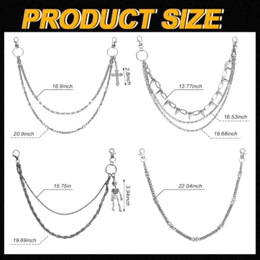 4 Pcs Punk Layered Pants Chain - đánh giá và giá Body Jewelry Goth