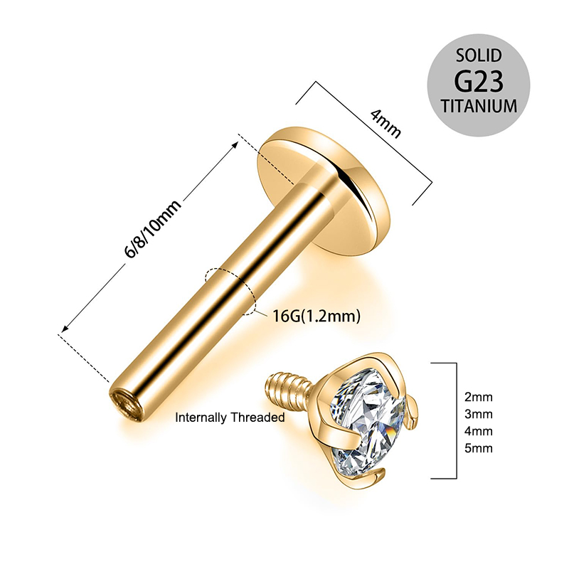 16G Titanium Internally Thread - đánh giá và giá Body Jewelry Titanium