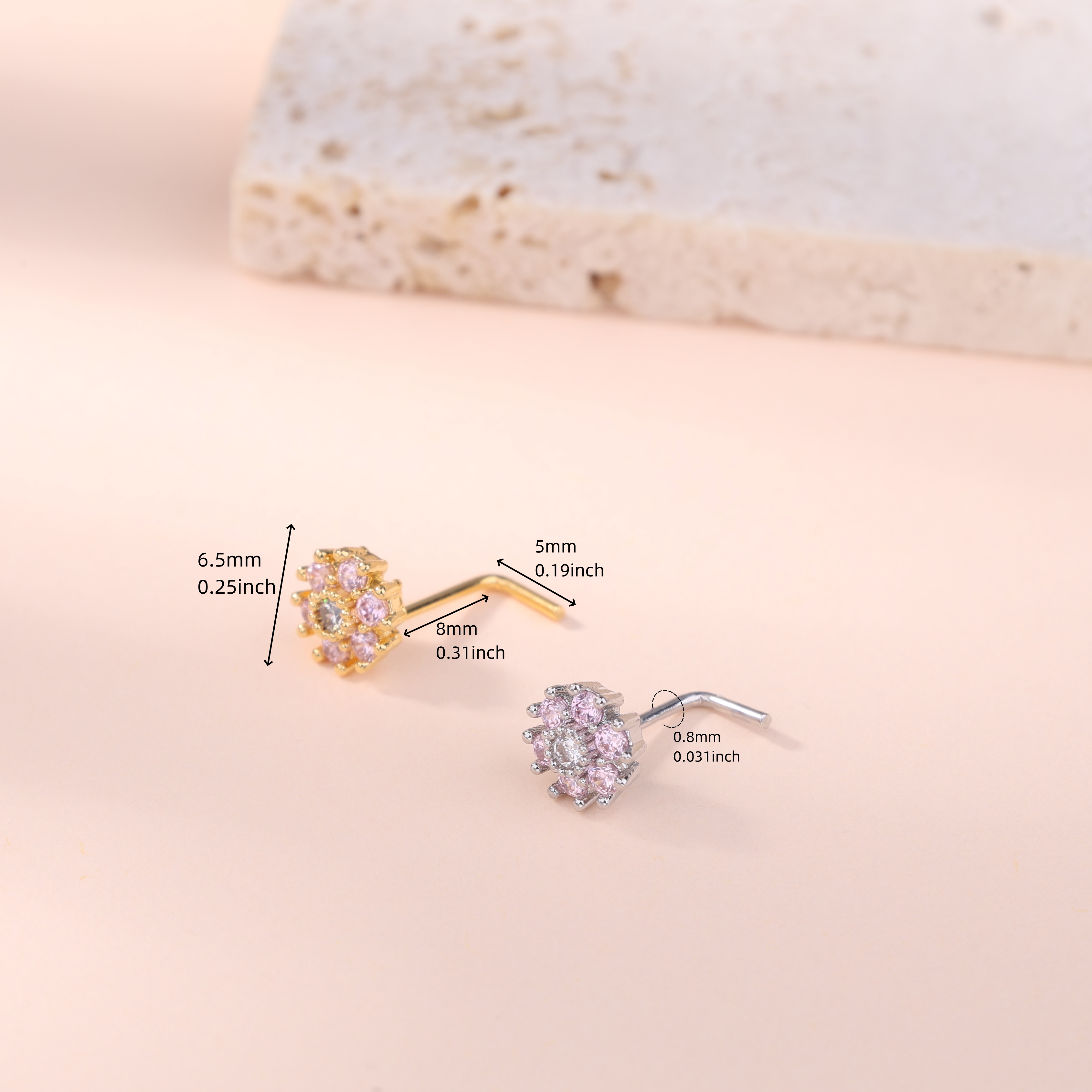 1Pcs Nose Stud Rings L Screw S - đánh giá và giá Body Jewelry Nose Studs