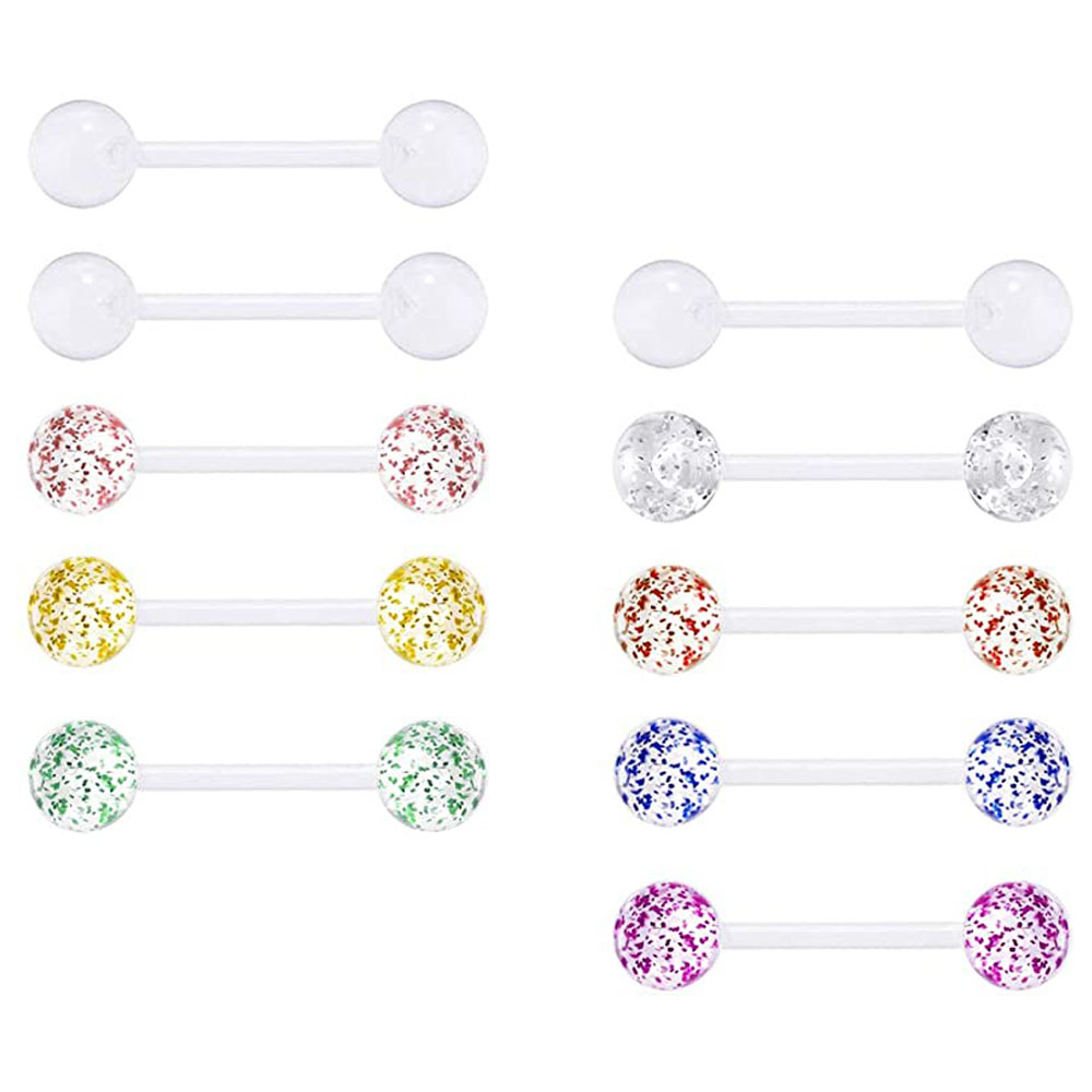 10pcs Clear Tongue Rings Plast - đánh giá và giá Tongue Barbell Straight