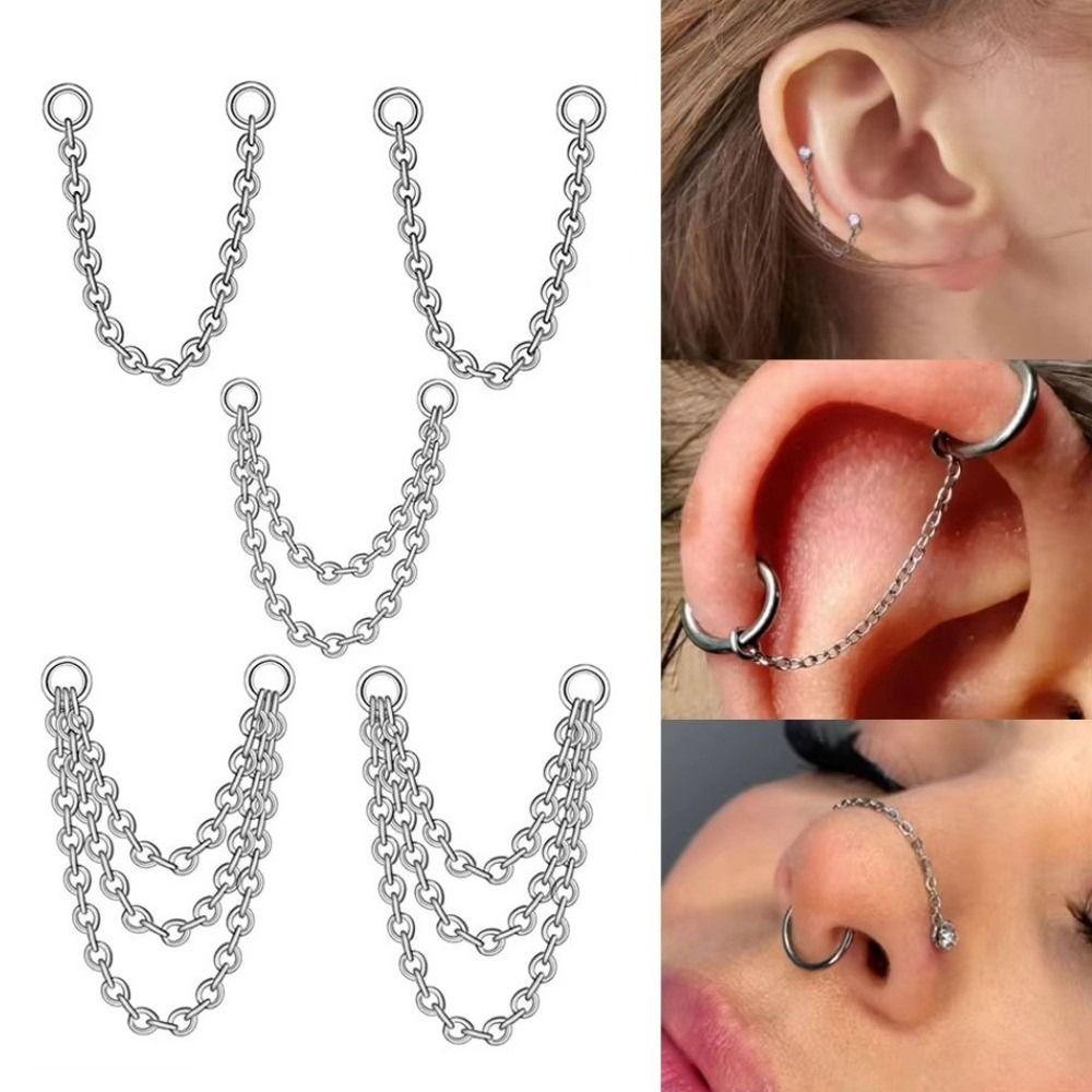 Titanium Nose Chain Three Laye - đánh giá và giá Body Jewelry Titanium