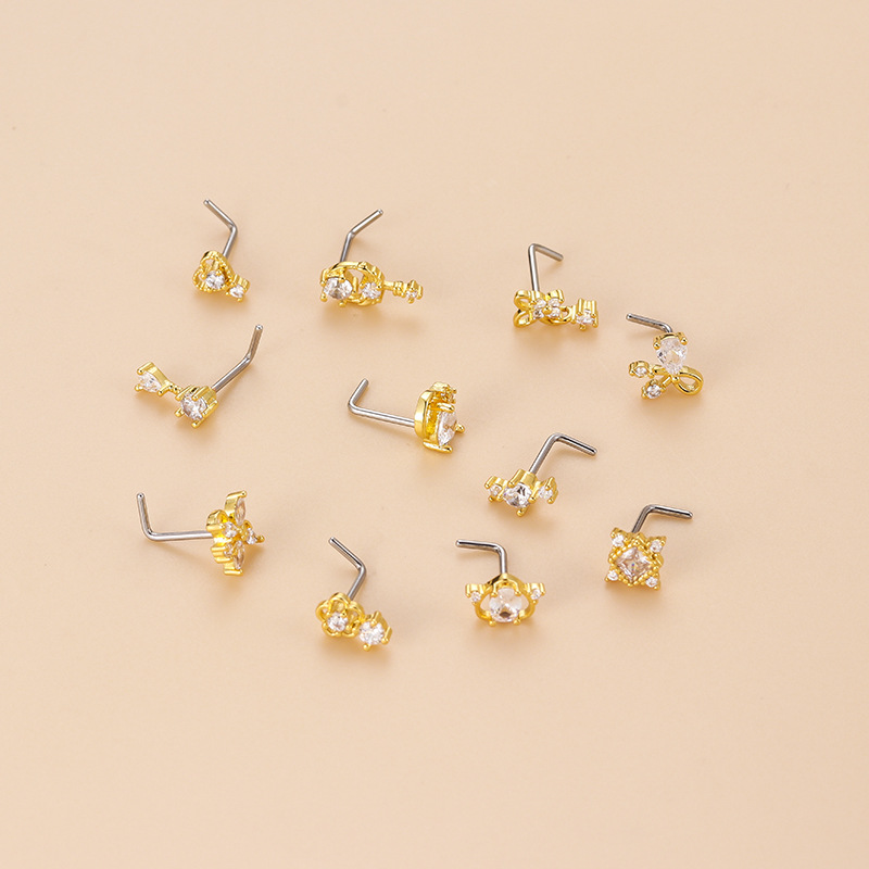 20G L-Shaped Cubic Zircon Nose - đánh giá và giá Body Jewelry Nose Studs