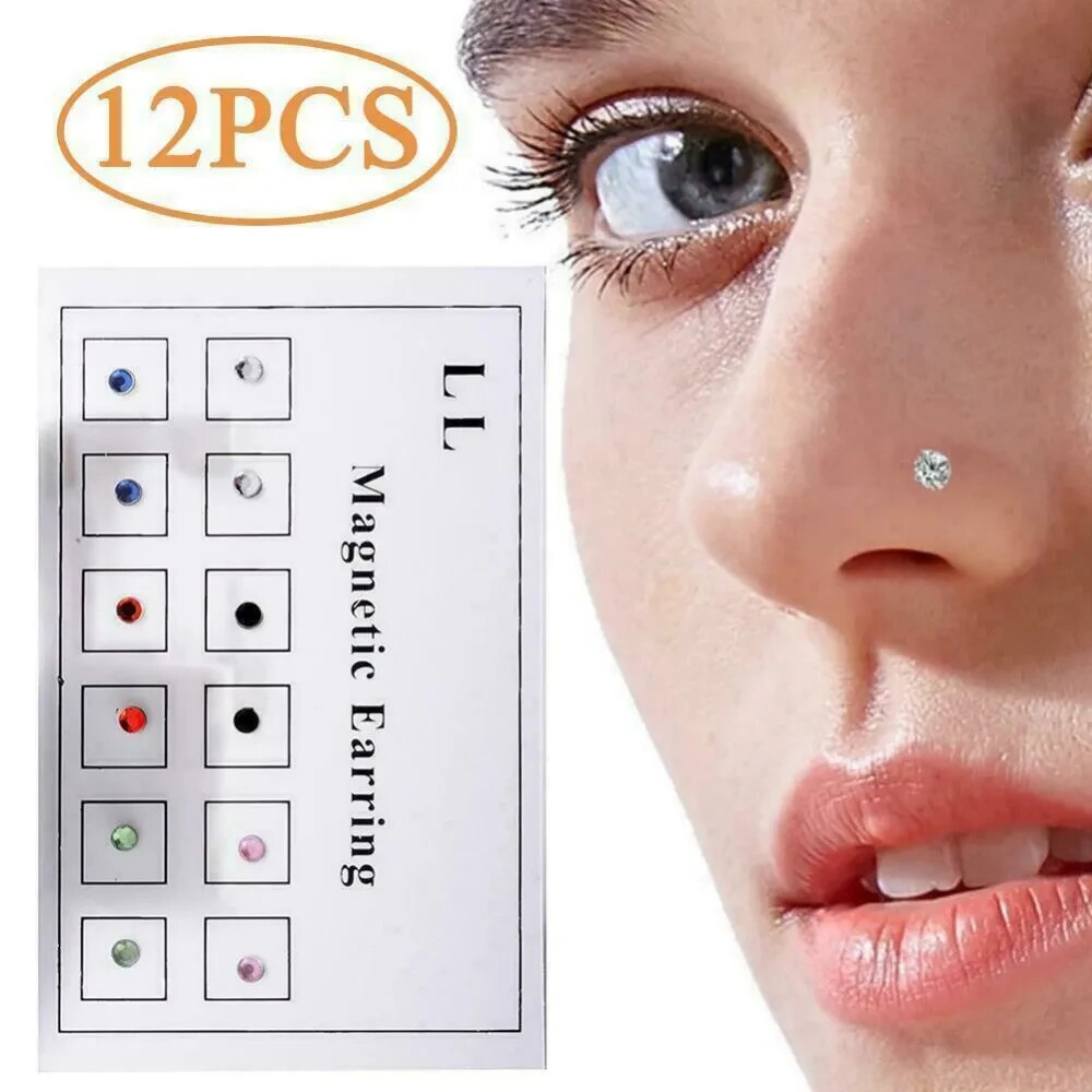 12PCS/Card Fake Cheater Non Pi - đánh giá và giá Body Jewelry Nose Studs