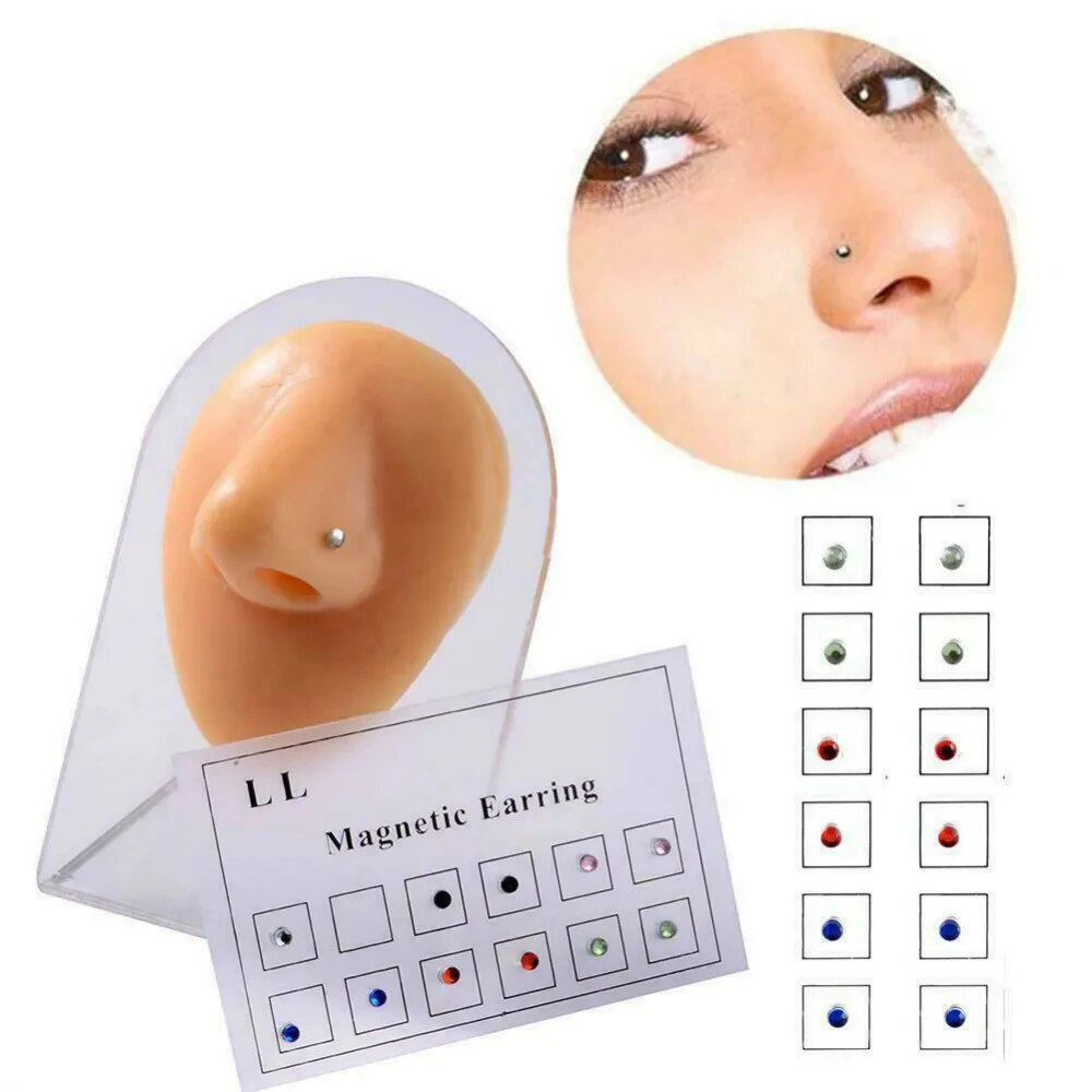 12PCS/Card Fake Cheater Non Pi - đánh giá và giá Body Jewelry Nose Studs