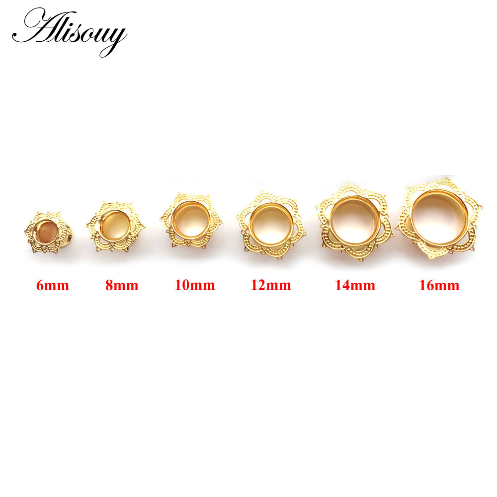 Alisouy 2 PCS Gold Color Plug  - đánh giá và giá Body Jewelry Gauge To Mm