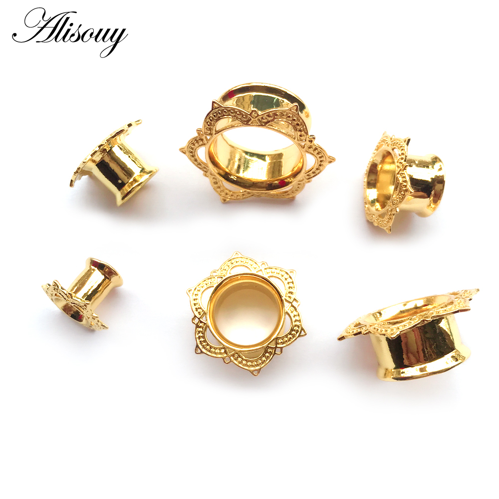 Alisouy 2 PCS Gold Color Plug  - đánh giá và giá Body Jewelry Gauge To Mm
