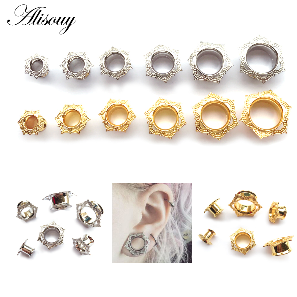 Alisouy 2 PCS Gold Color Plug  - đánh giá và giá Body Jewelry Gauge To Mm