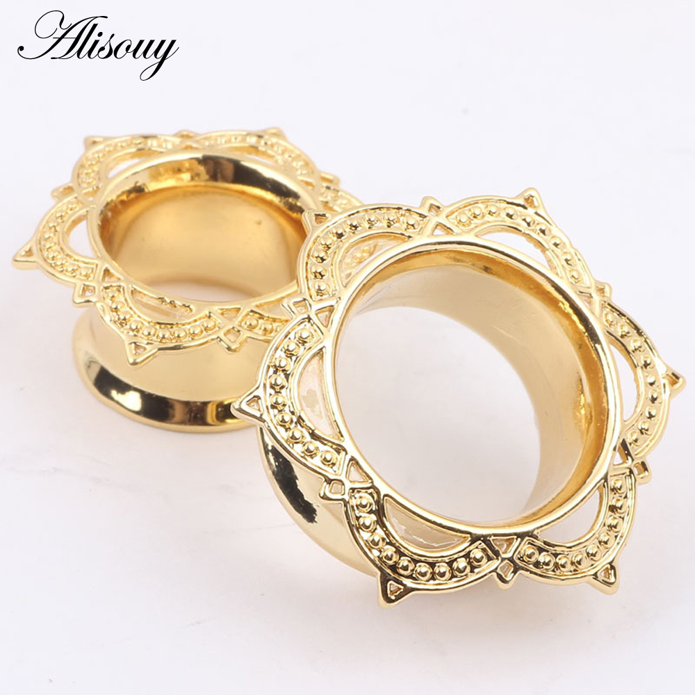Alisouy 2 PCS Gold Color Plug  - đánh giá và giá Body Jewelry Gauge To Mm