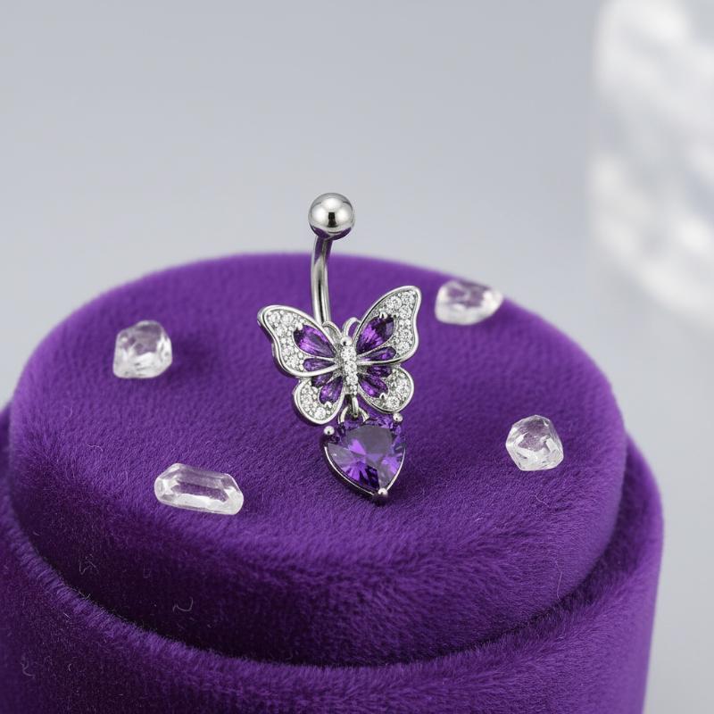 1Pcs Purple Zircon Dangle Bell - đánh giá và giá Body Jewelry Titanium