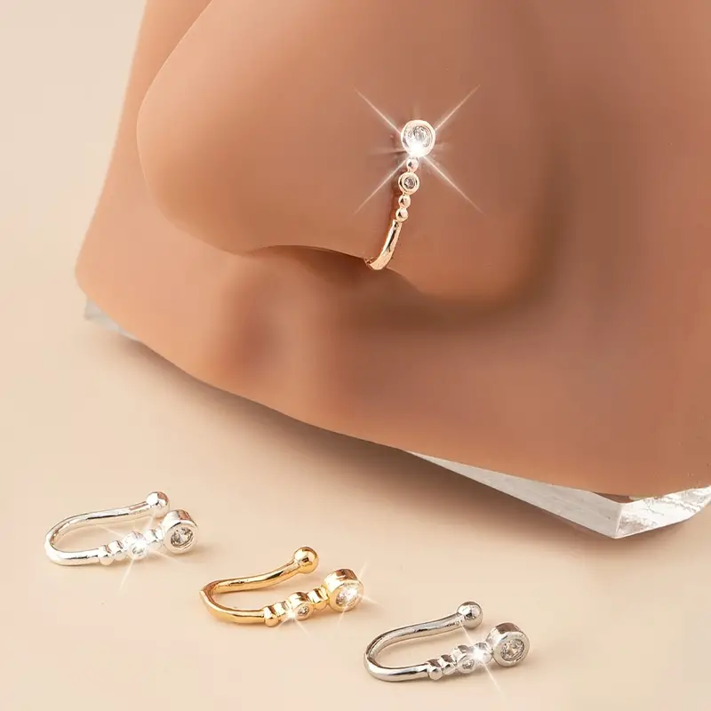 1pc U-Shape Non-Piercing Nose  - đánh giá và giá Body Jewelry Nose Studs