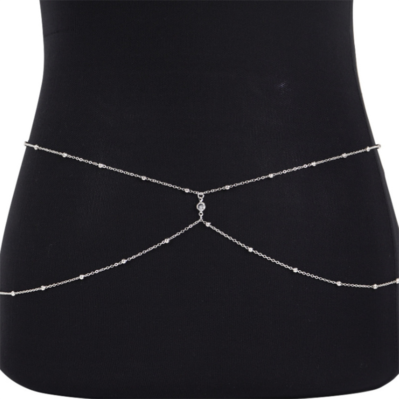 Clear Rhinestone Beaded Belly  - đánh giá và giá Body Jewelry Necklace