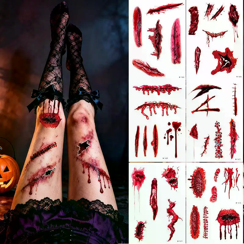 1 Sheets Halloween Scar Tattoo - đánh giá và giá Body Jewelry Tattoo