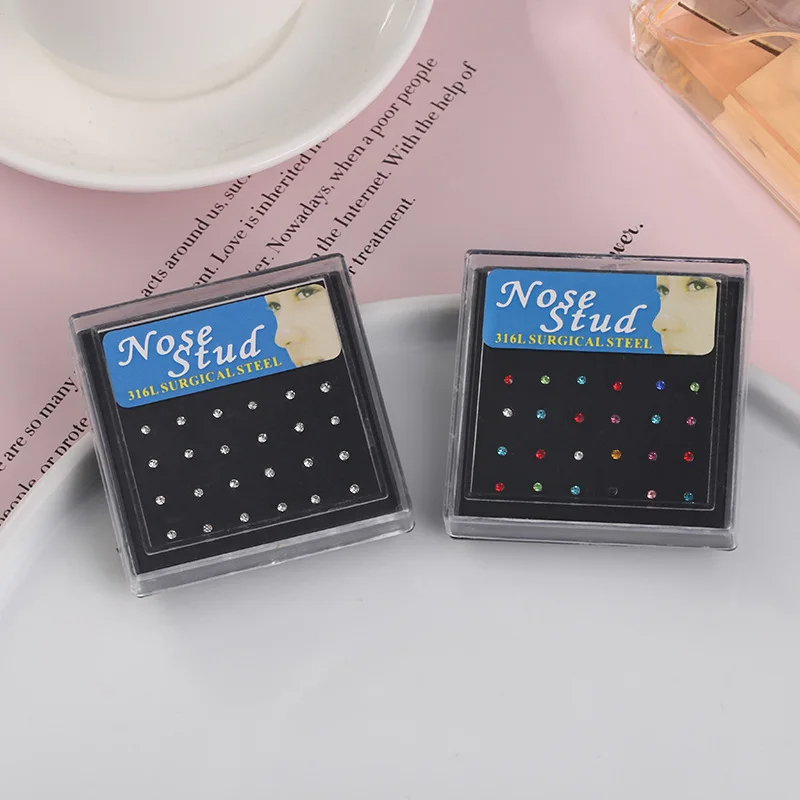24pcs/box Crystal Nose Ring St - đánh giá và giá Body Jewelry Jewelry Box
