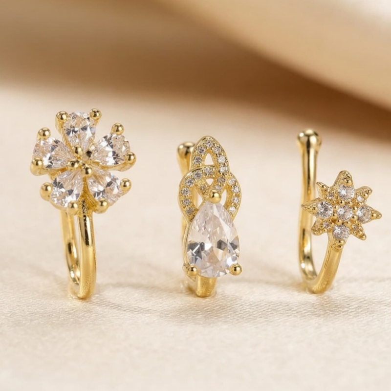 3-piece French style minimalis - đánh giá và giá Body Jewelry Nose Studs