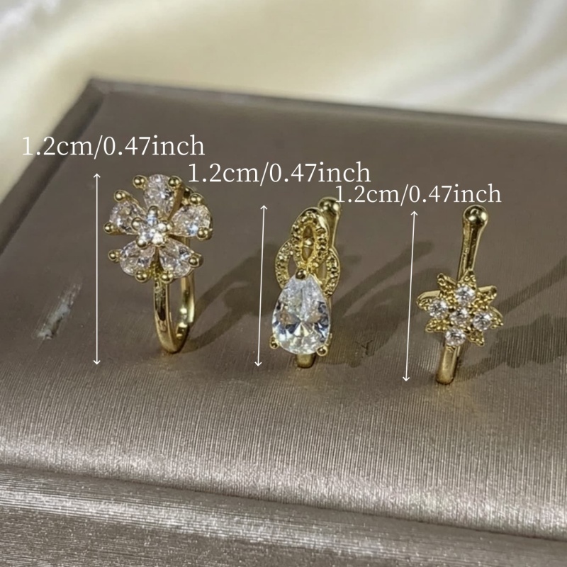 3-piece French style minimalis - đánh giá và giá Body Jewelry Nose Studs
