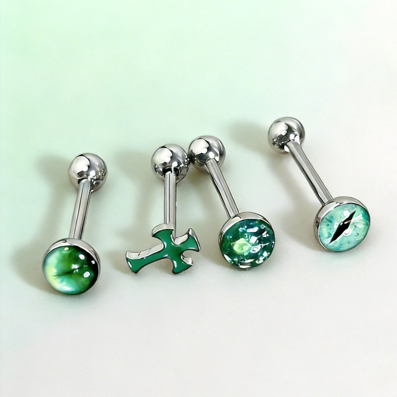 1Pc High-Quality Trendy Green  - đánh giá và giá Body Jewelry Titanium