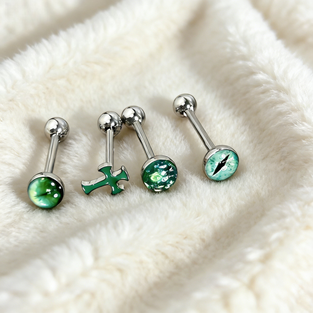 1Pc High-Quality Trendy Green  - đánh giá và giá Body Jewelry Titanium
