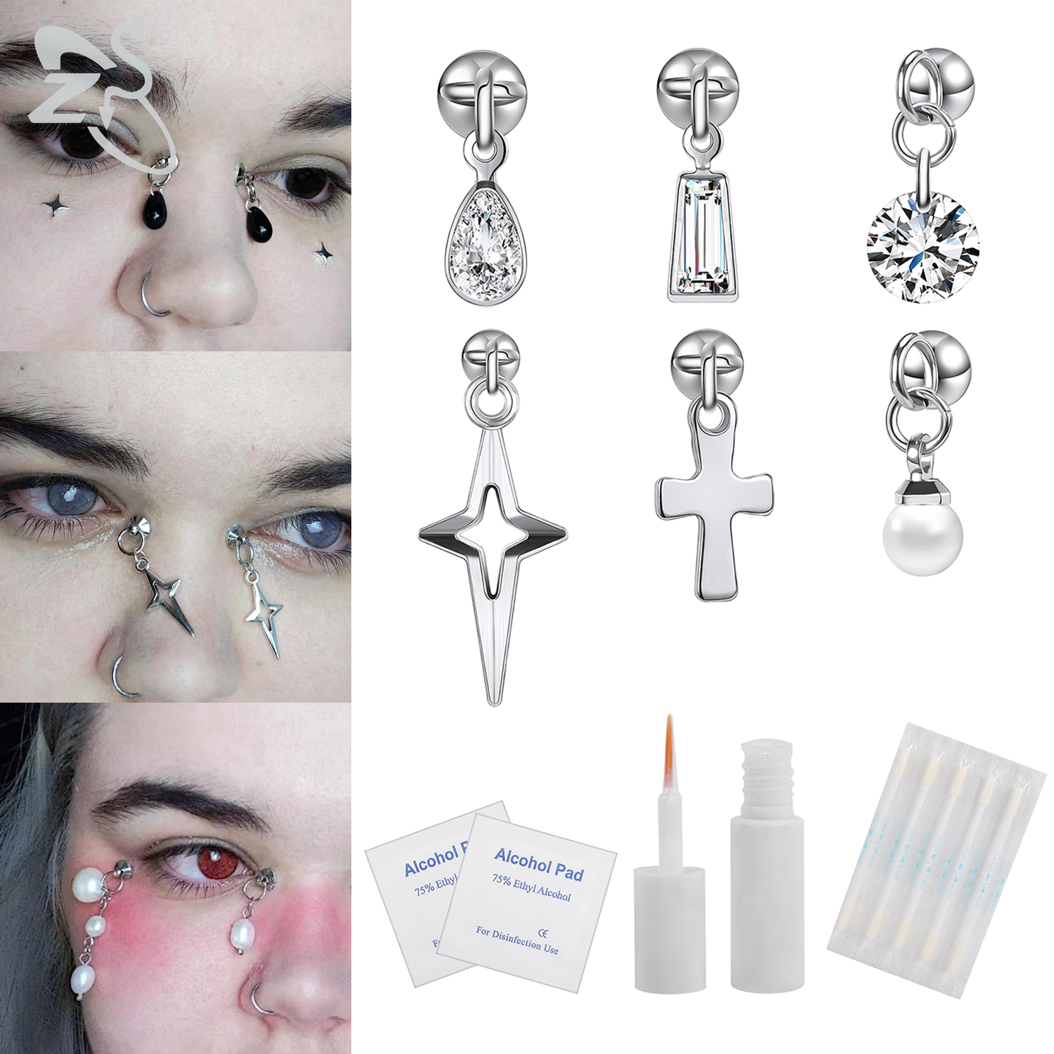 ZS 1 Set Fake Eyebrow Ring Men - đánh giá và giá Body Jewelry Nose Studs