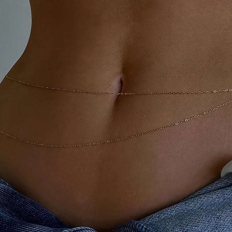 1Double-layer gold metal waist - đánh giá và giá Body Jewelry Usa