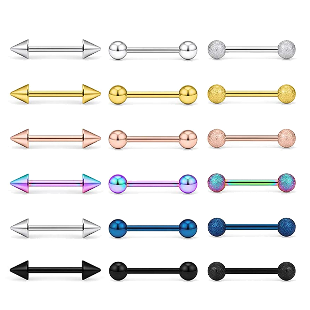 14G Tongue Rings Surgical Stee - đánh giá và giá Tongue Barbell Straight