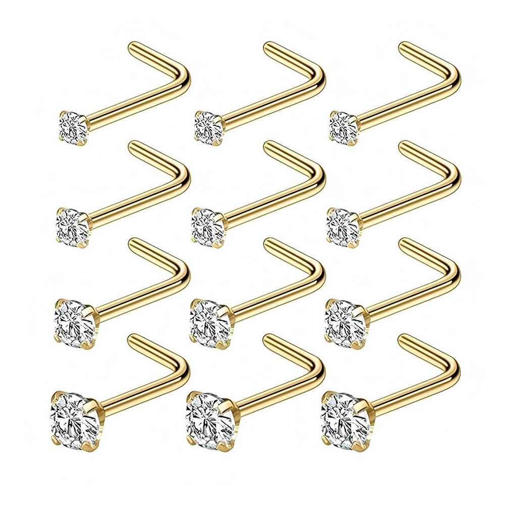 12-Piece Full Set 316L Hypoall - đánh giá và giá Body Jewelry Nose Studs