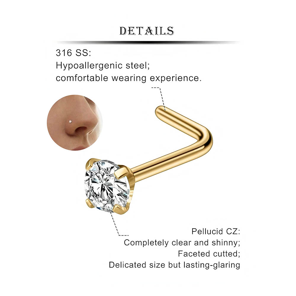 12-Piece Full Set 316L Hypoall - đánh giá và giá Body Jewelry Nose Studs