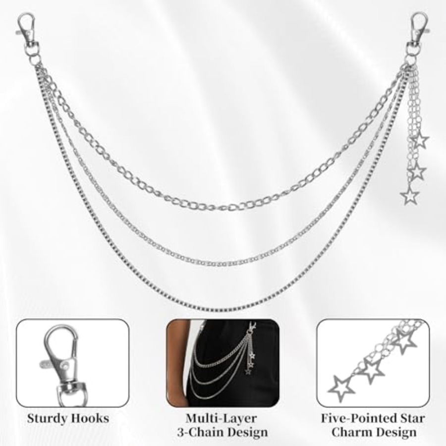 Metal Star 3-Strand Jean Chain - đánh giá và giá Body Jewelry Goth